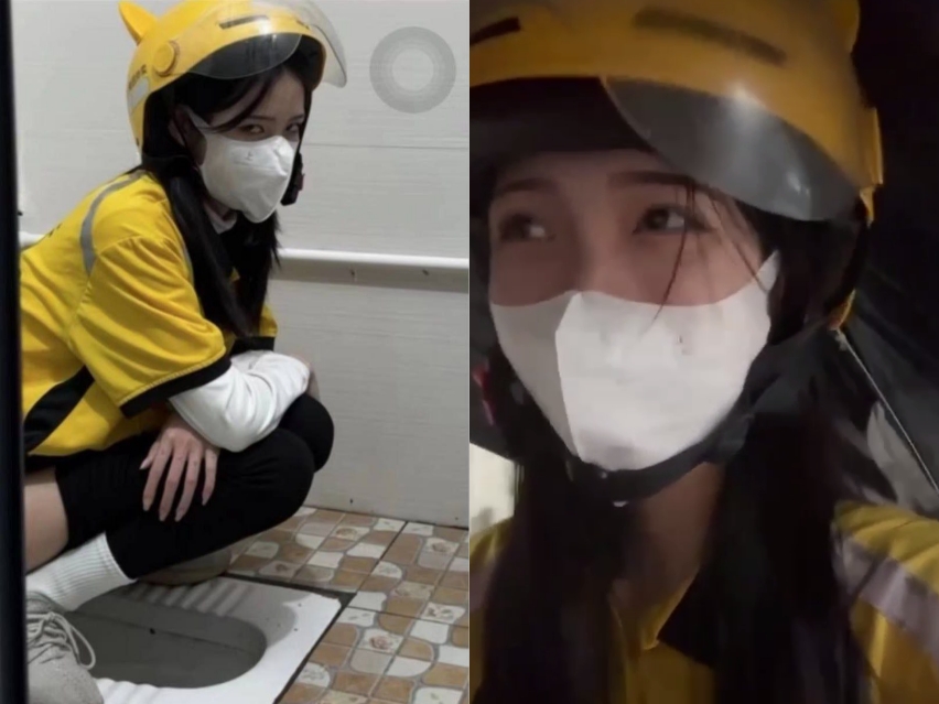 #厕拍 #吃瓜 #黑料 外卖小妹尿尿被偷拍